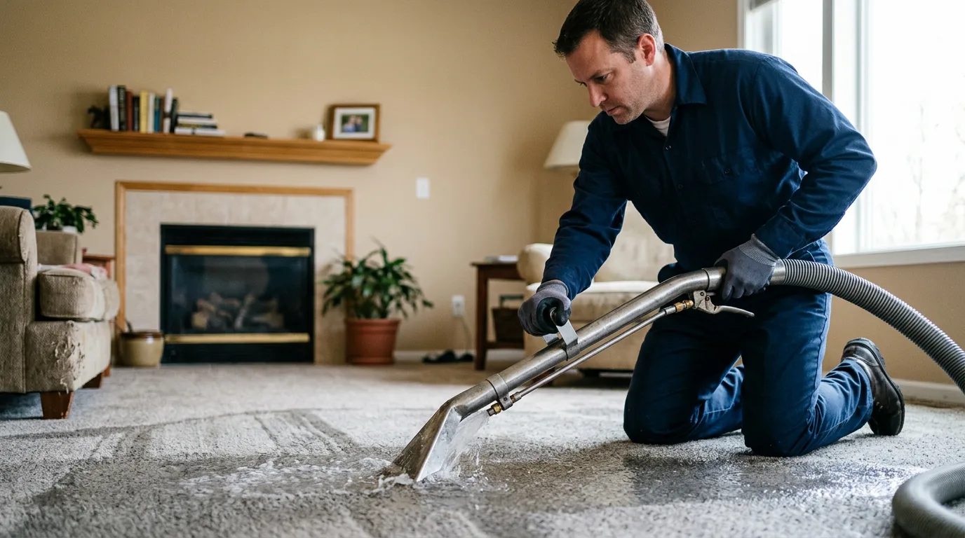 Water damage restoration technician working near Des Moines, IA